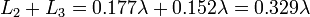 L_2 + L_3  = 0.177\lambda + 0.152\lambda = 0.329\lambda\,